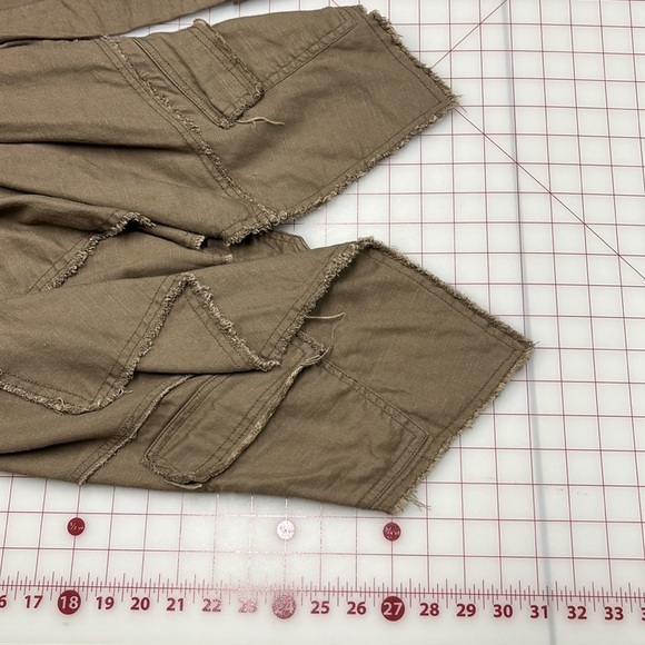 FREE PEOPLE Boho Waterfall Open Front Linen Buckle Raw Hem Distressed Jacket XS - Picture 16 of 16